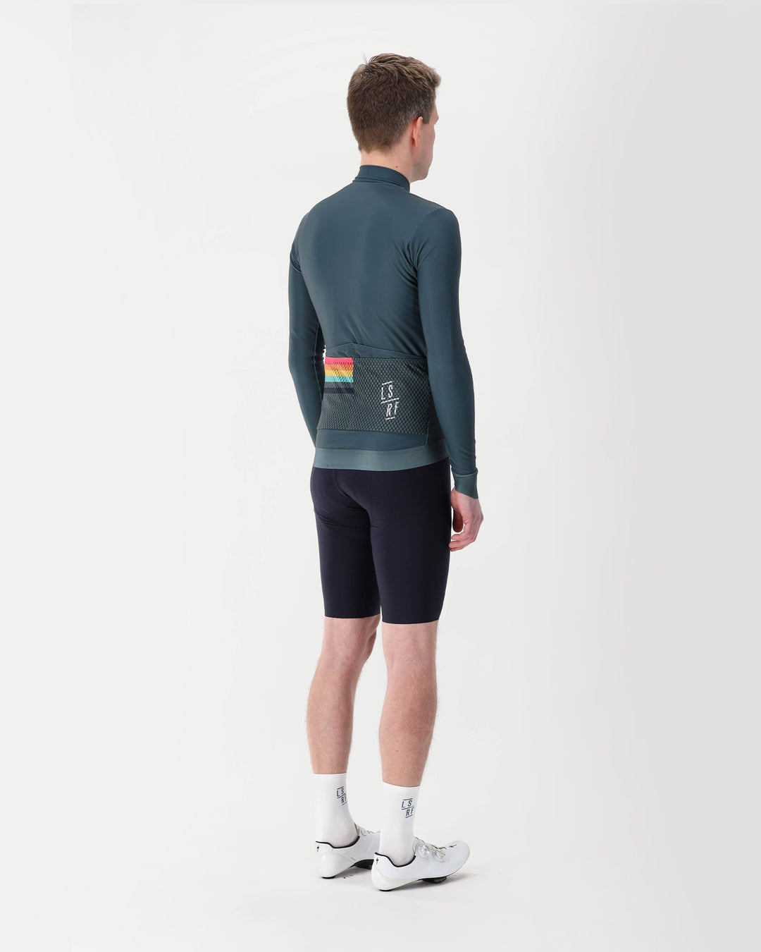 Men long sleeve winter cycling jersey in gray. Long Sleeve Jersey | LSRF | HMB light