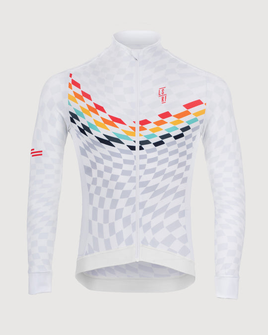 Men long sleeve winter cycling jersey in white. Midweight Thermal LS Jersey | LSRF | Team 24/25