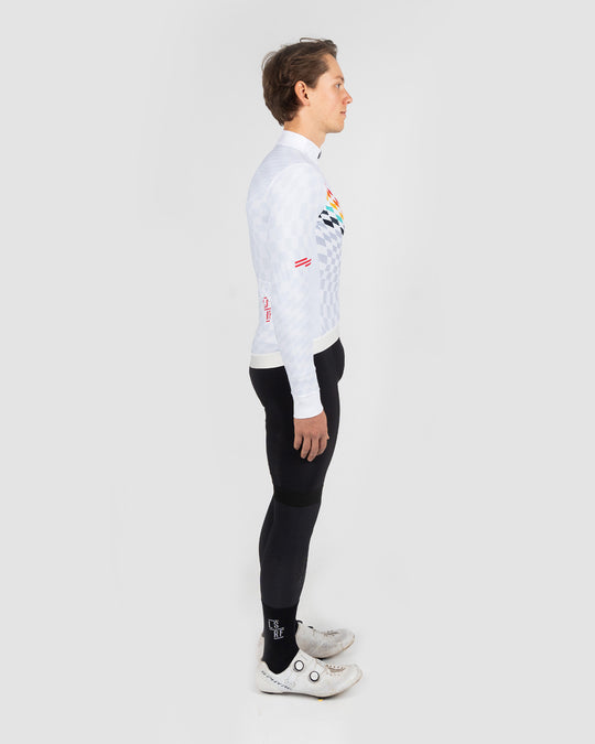 Men long sleeve winter cycling jersey in white. Midweight Thermal LS Jersey | LSRF | Team 24/25