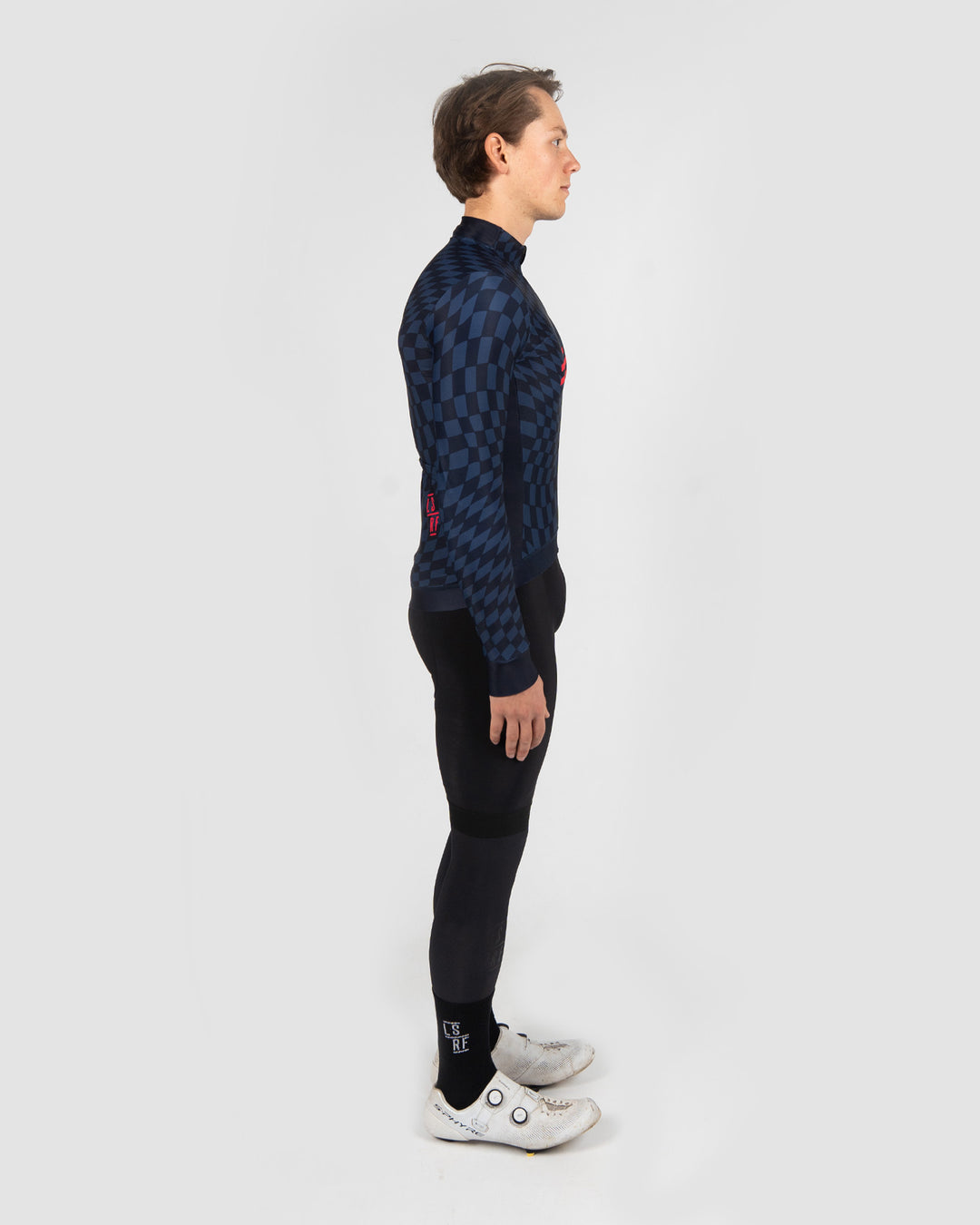 Men long sleeve winter cycling jersey in dark blue. Thermal LS Jersey | LSRF | Granite Chief