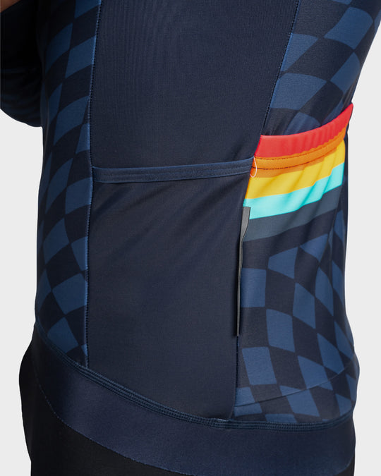 Winter cycling jersey mens in dark blue. Thermal LS Jersey | LSRF | Granite Chief