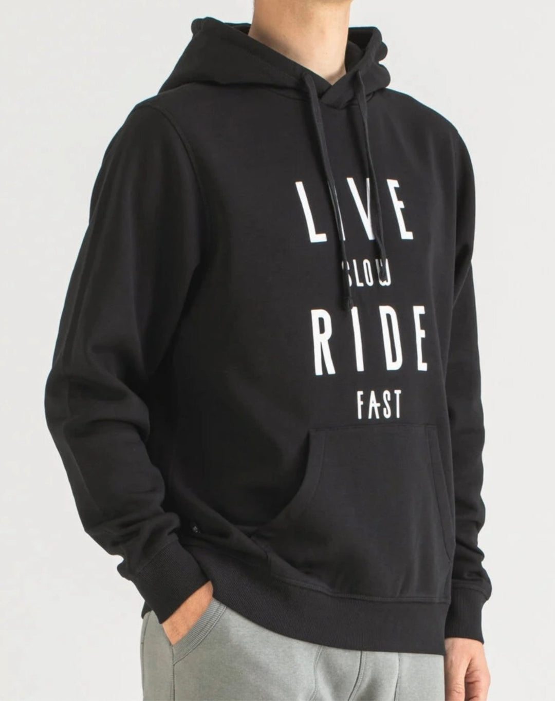 Mens Casual Clothing - Live Slow Ride Fast Hooded Sweatshirt - LSRF