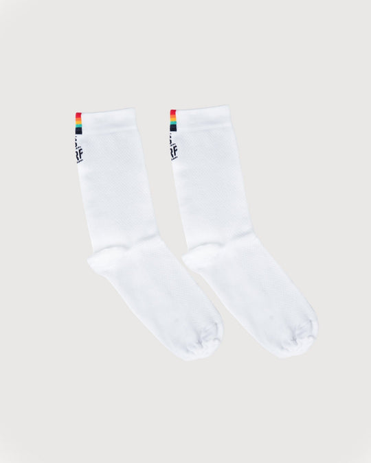 Cycling Socks - LSRF high performance socks white - color stripes - LSRF